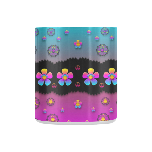 Rainbow  big flowers in peace for love and freedom Classic Insulated Mug(10.3OZ)