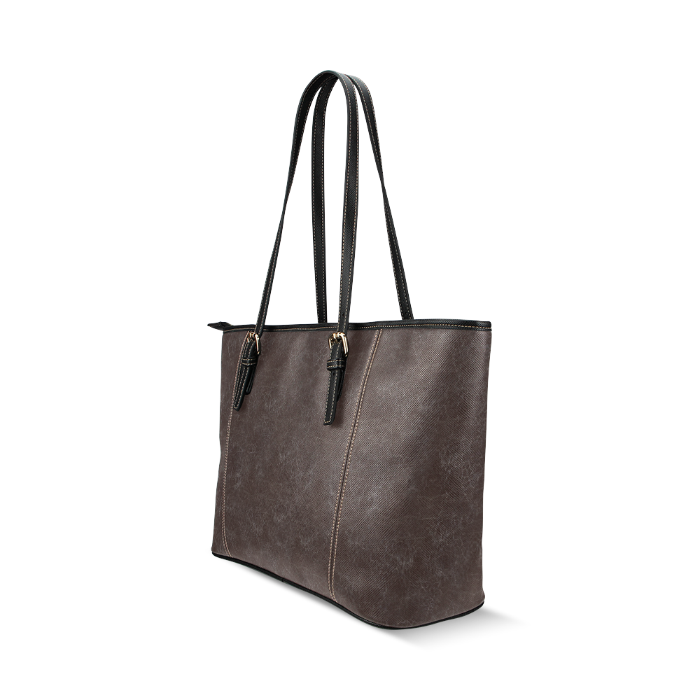 Brown Crackling Pattern Leather Tote Bag/Large (Model 1640)