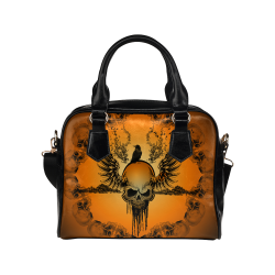 Amazing skull with crow Shoulder Handbag (Model 1634)