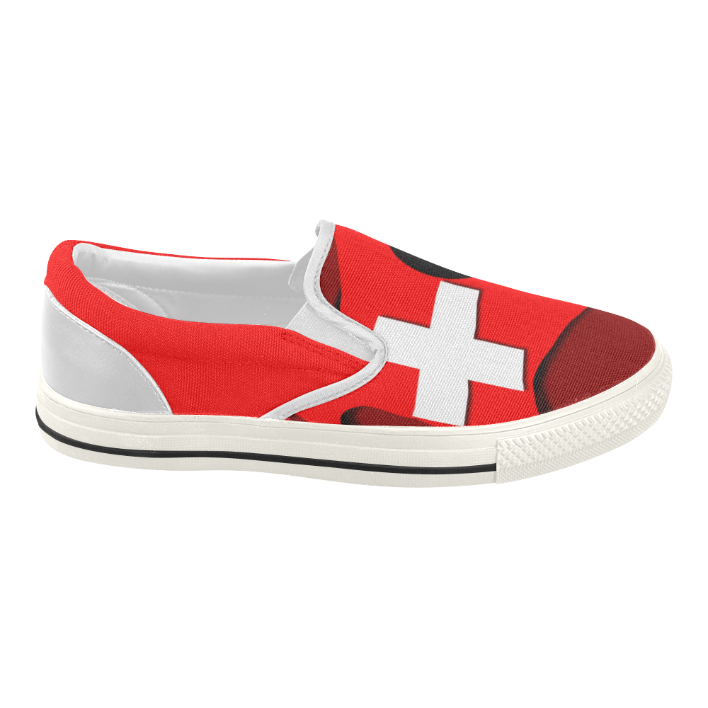 The Flag of Switzerland Women's Slip-on Canvas Shoes (Model 019)