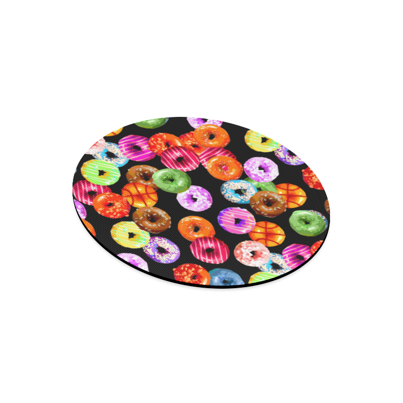 Colorful Yummy DONUTS pattern Round Mousepad