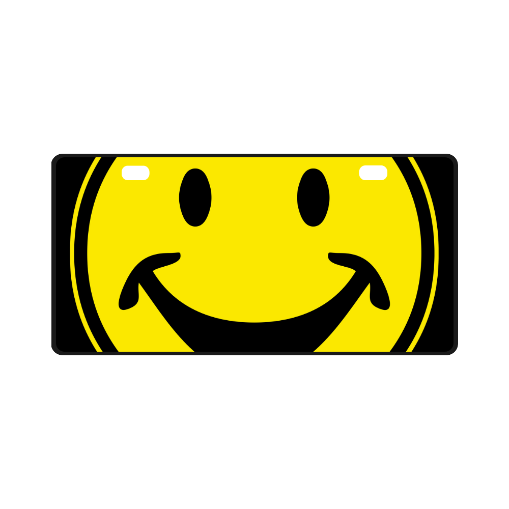 Funny yellow SMILEY for happy people License Plate
