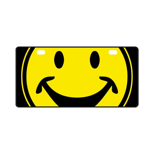 Funny yellow SMILEY for happy people License Plate