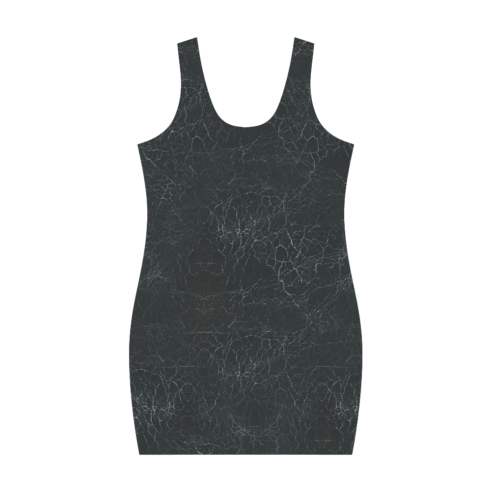 Black Crackling Pattern Medea Vest Dress (Model D06)