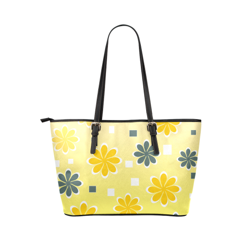 Joyful flowers Leather Tote Bag/Small (Model 1651)