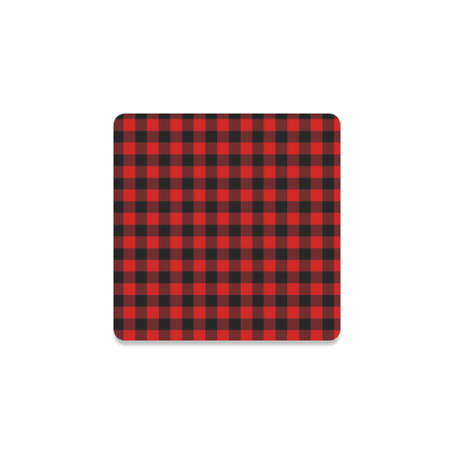 LUMBERJACK Squares Fabric - red black Square Coaster