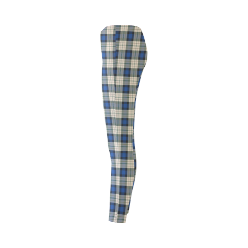 Classic Tartan Squares Fabric - blue beige Cassandra Women's Leggings (Model L01)