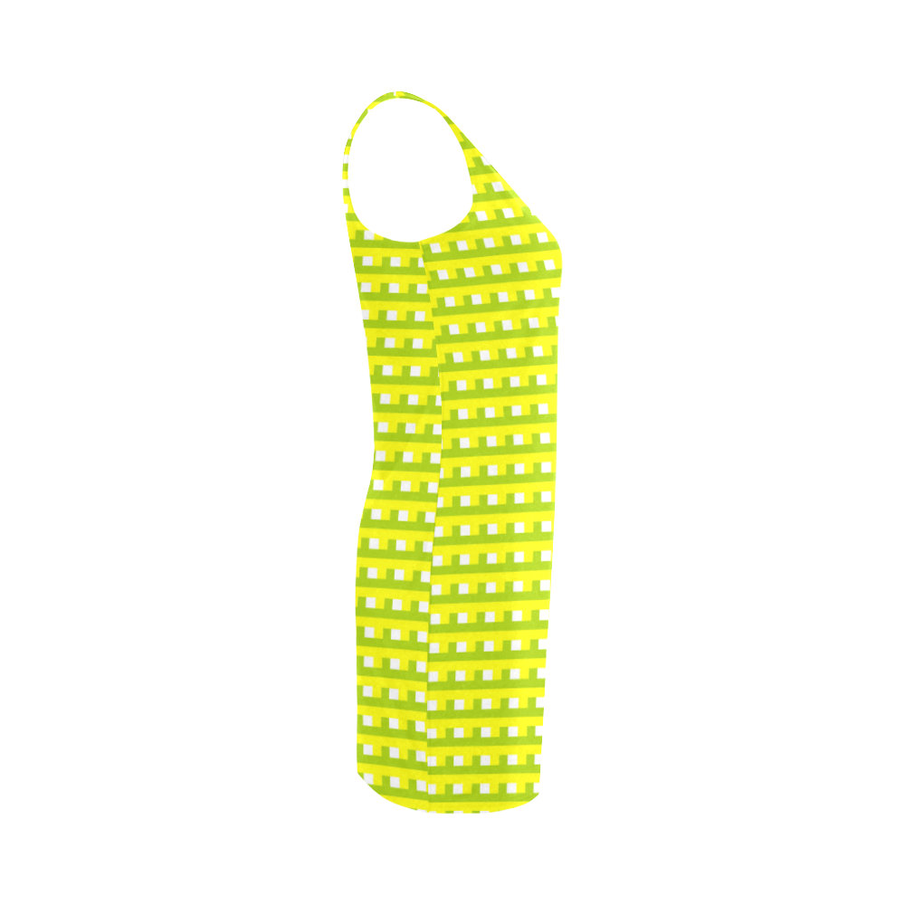 Woven in yellow and green Medea Vest Dress (Model D06)