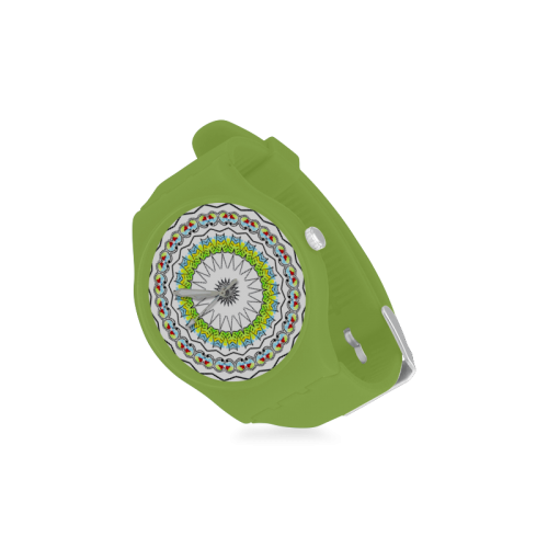 Mandala Kaleidoscope Star Dreamcatcher Unisex Round Rubber Sport Watch(Model 314)