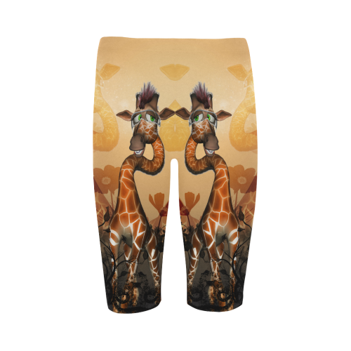 Funny, sweet giraffe Hestia Cropped Leggings (Model L03)
