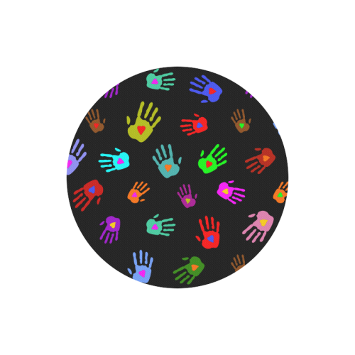 Multicolored HANDS with HEARTS love pattern Round Mousepad