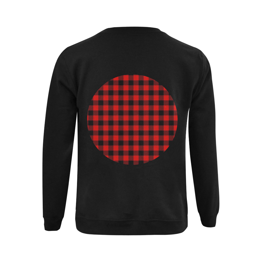LUMBERJACK Squares Fabric - red black Gildan Crewneck Sweatshirt(NEW) (Model H01)