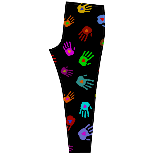 Multicolored HANDS with HEARTS love pattern Cassandra Women's Leggings (Model L01)