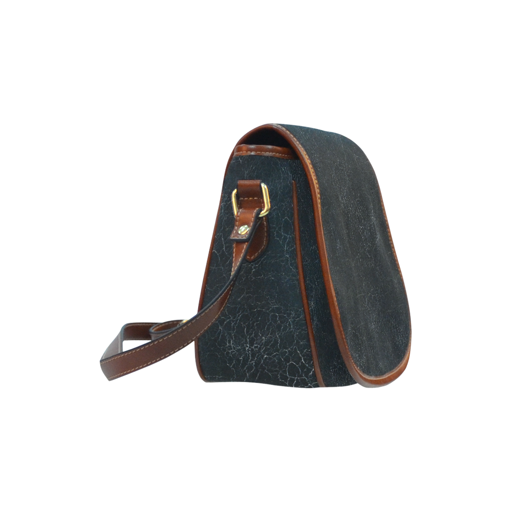 Black Crackling Pattern Saddle Bag/Small (Model 1649) Full Customization