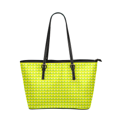 Woven in yellow and green Leather Tote Bag/Small (Model 1651)