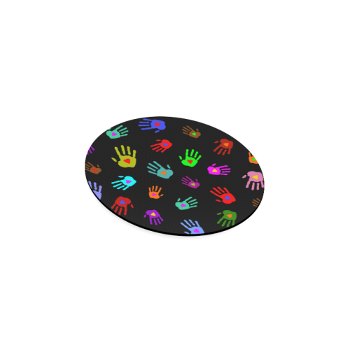 Multicolored HANDS with HEARTS love pattern Round Coaster