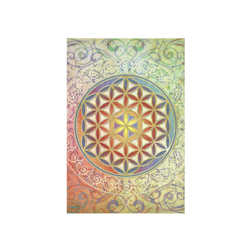 FLOWER OF LIFE vintage ornaments green red Cotton Linen Wall Tapestry 40"x 60"