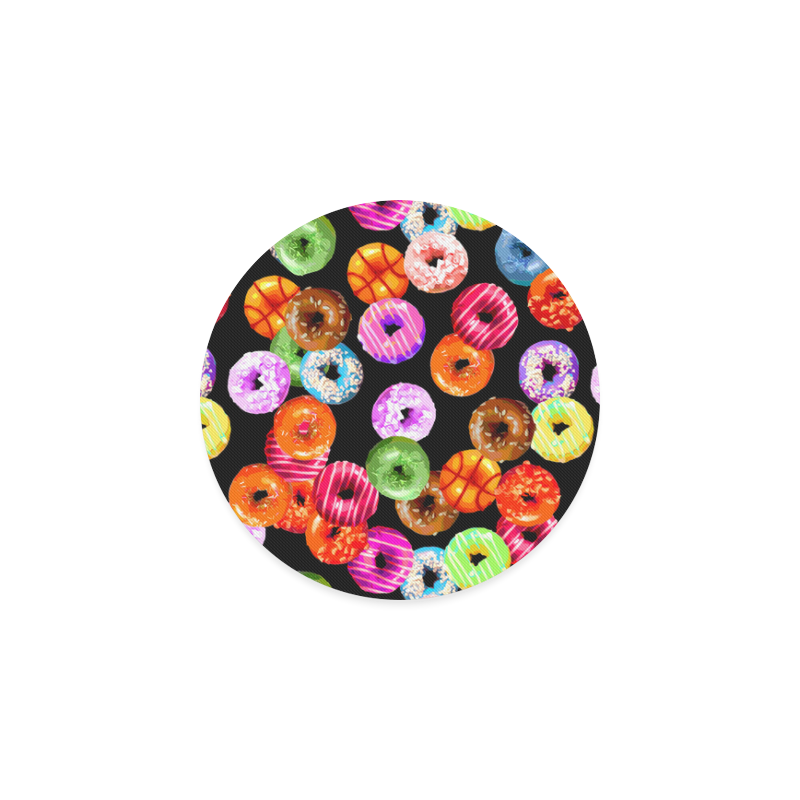 Colorful Yummy DONUTS pattern Round Coaster