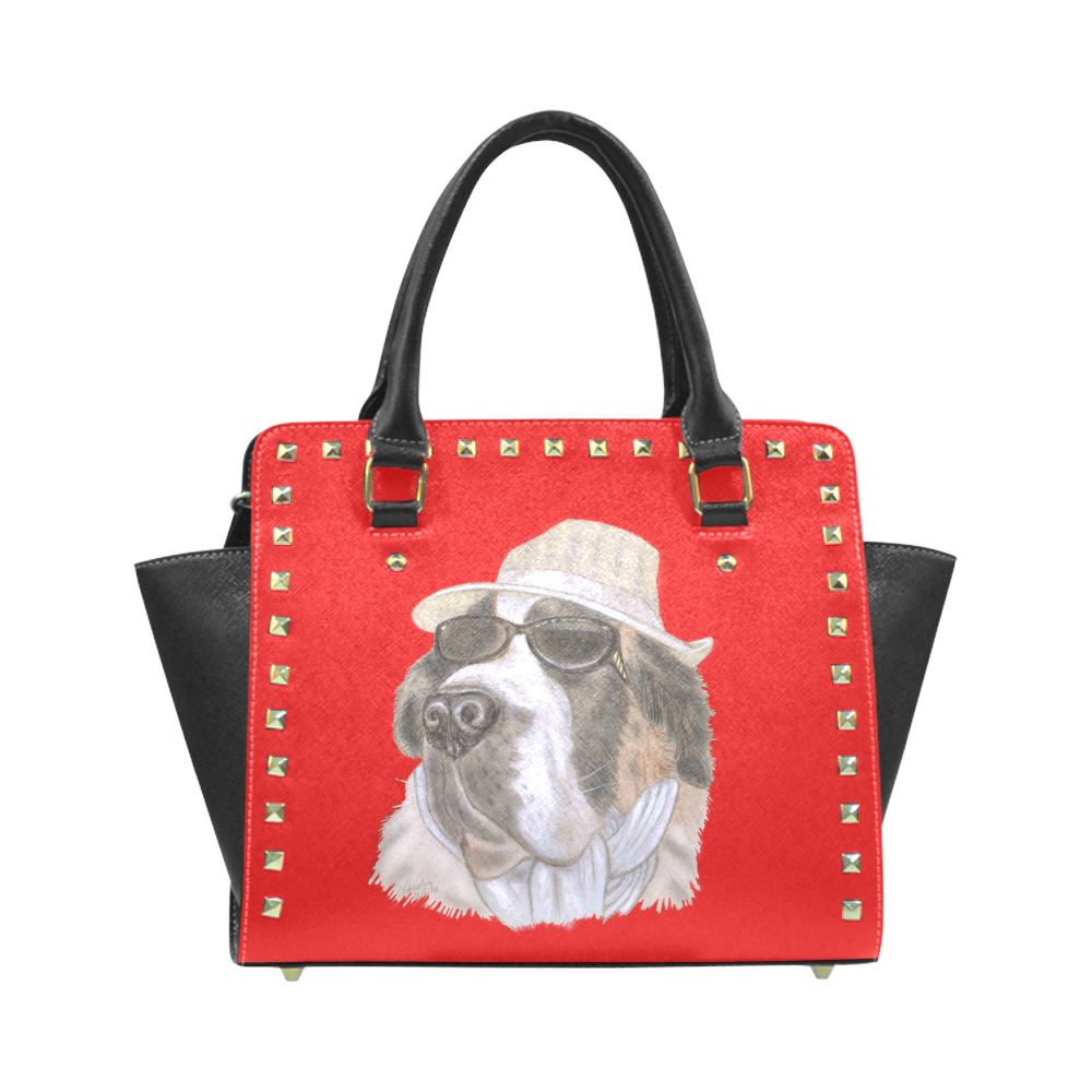 Cool Barney red Rivet Shoulder Handbag (Model 1645) | ID: D372453