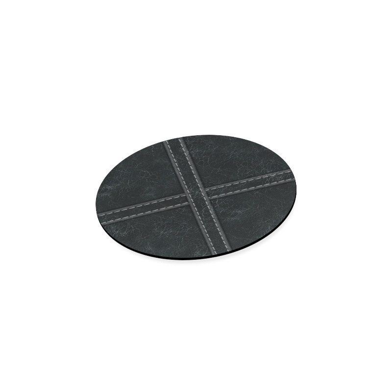 Black Crackling Pattern 'X' Stitching Round Coaster