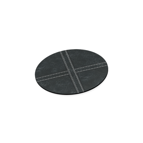 Black Crackling Pattern 'X' Stitching Round Coaster