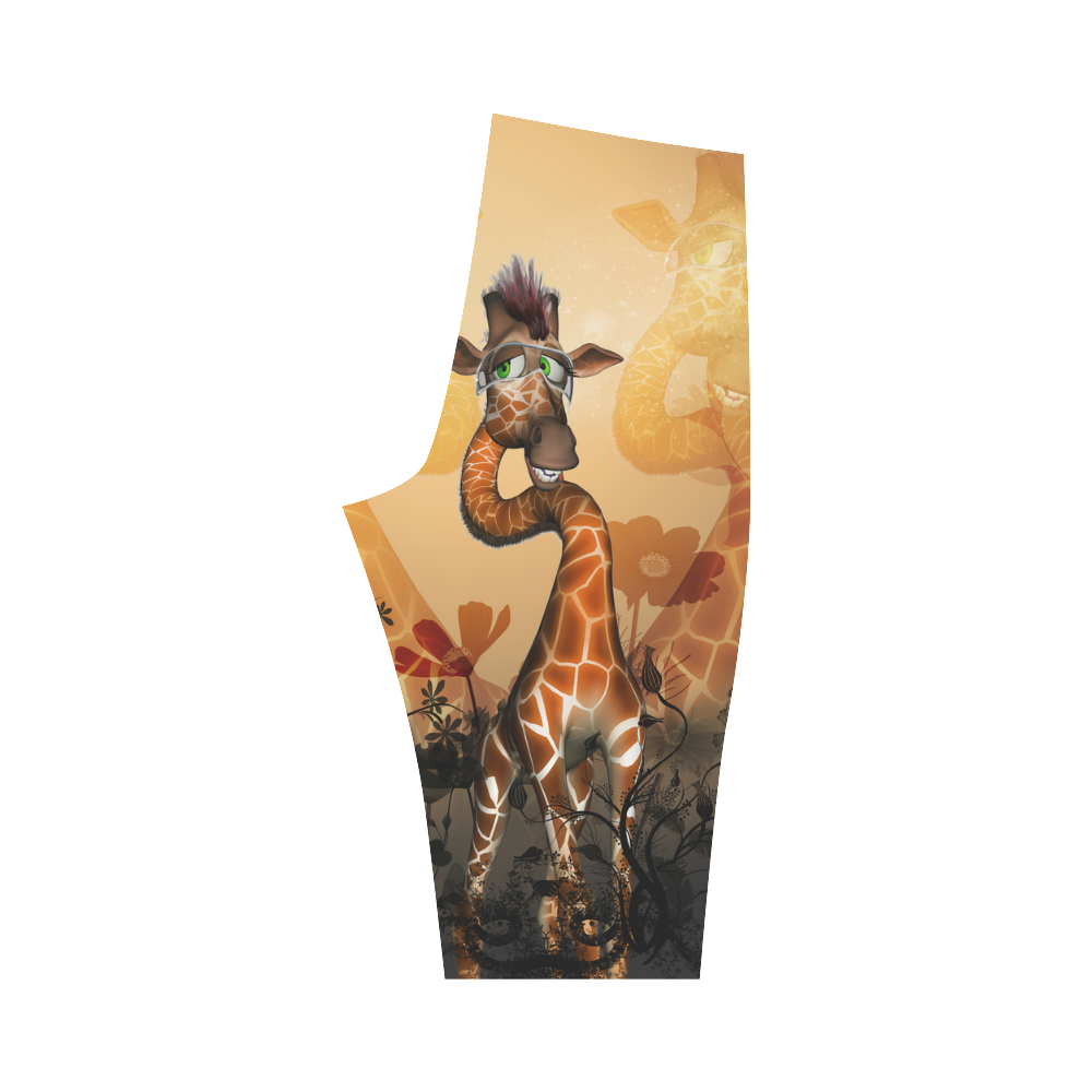 Funny, sweet giraffe Hestia Cropped Leggings (Model L03)