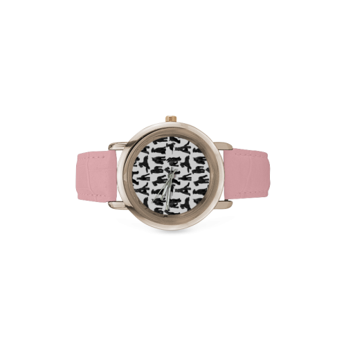 Giant Schnauzer Women's Rose Gold Leather Strap Watch(Model 201)