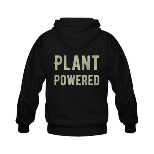 Vegan Plant Powered Think Green Veganism Vintage Gildan Full Zip Hooded Sweatshirt (Model H02)