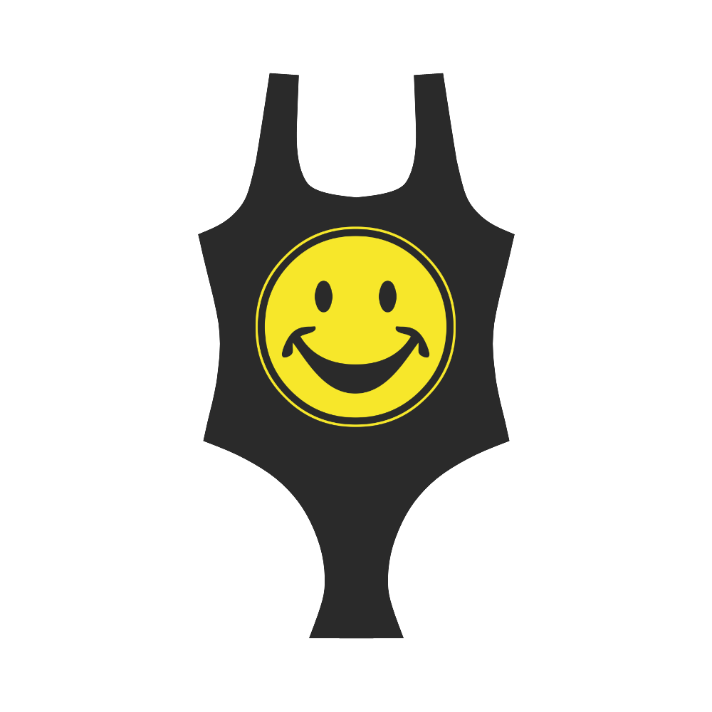 Funny yellow SMILEY for happy people Vest One Piece Swimsuit (Model S04)