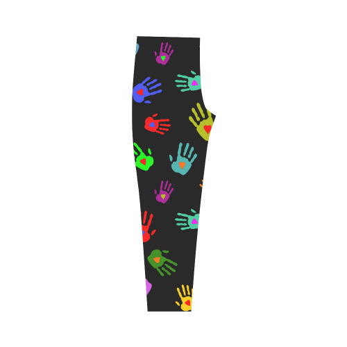 Multicolored HANDS with HEARTS love pattern Capri Legging (Model L02)