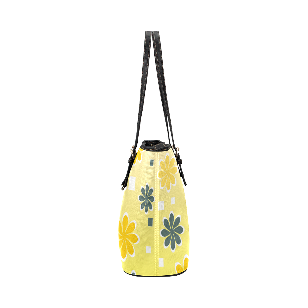 Joyful flowers Leather Tote Bag/Small (Model 1651)