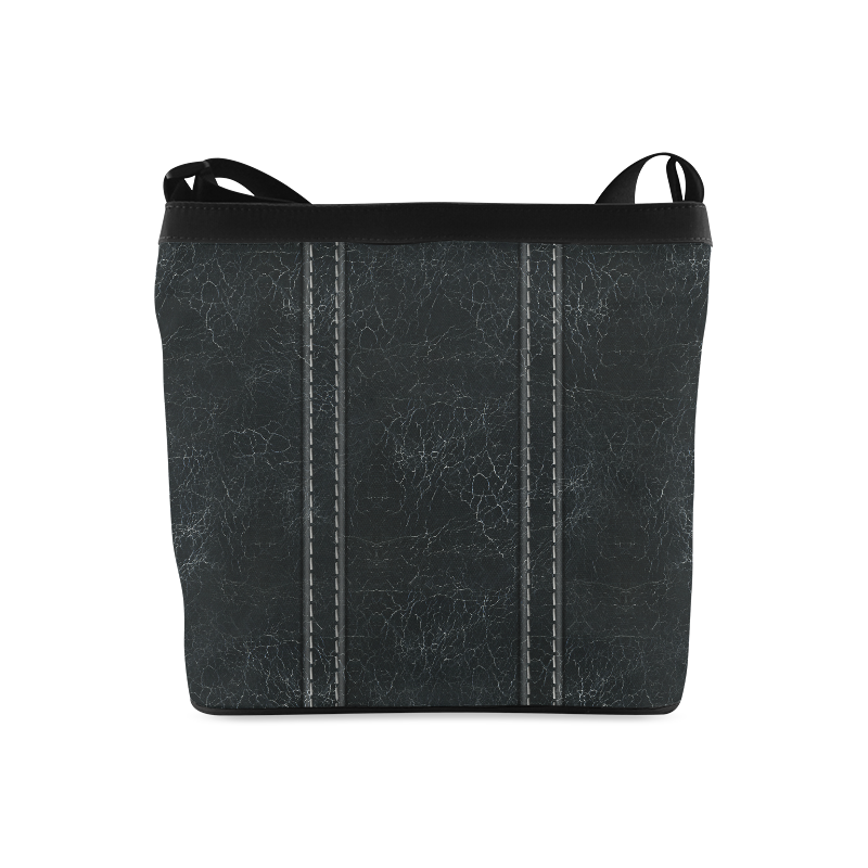 Black  Crackling With Stitching Crossbody Bags (Model 1613)