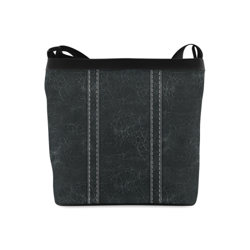 Black  Crackling With Stitching Crossbody Bags (Model 1613)