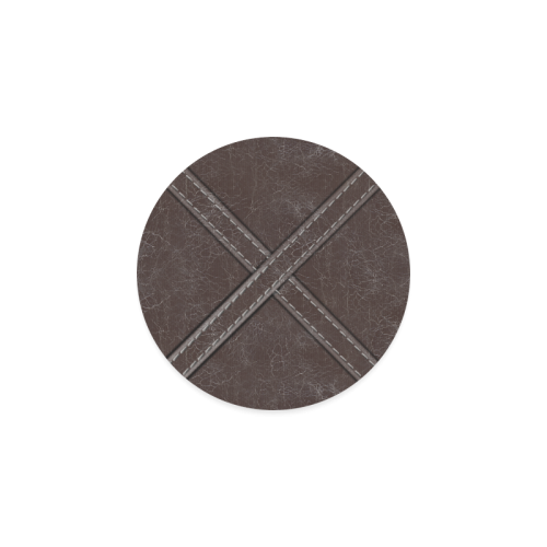 Brown Crackling Pattern 'X' Stitching Round Coaster