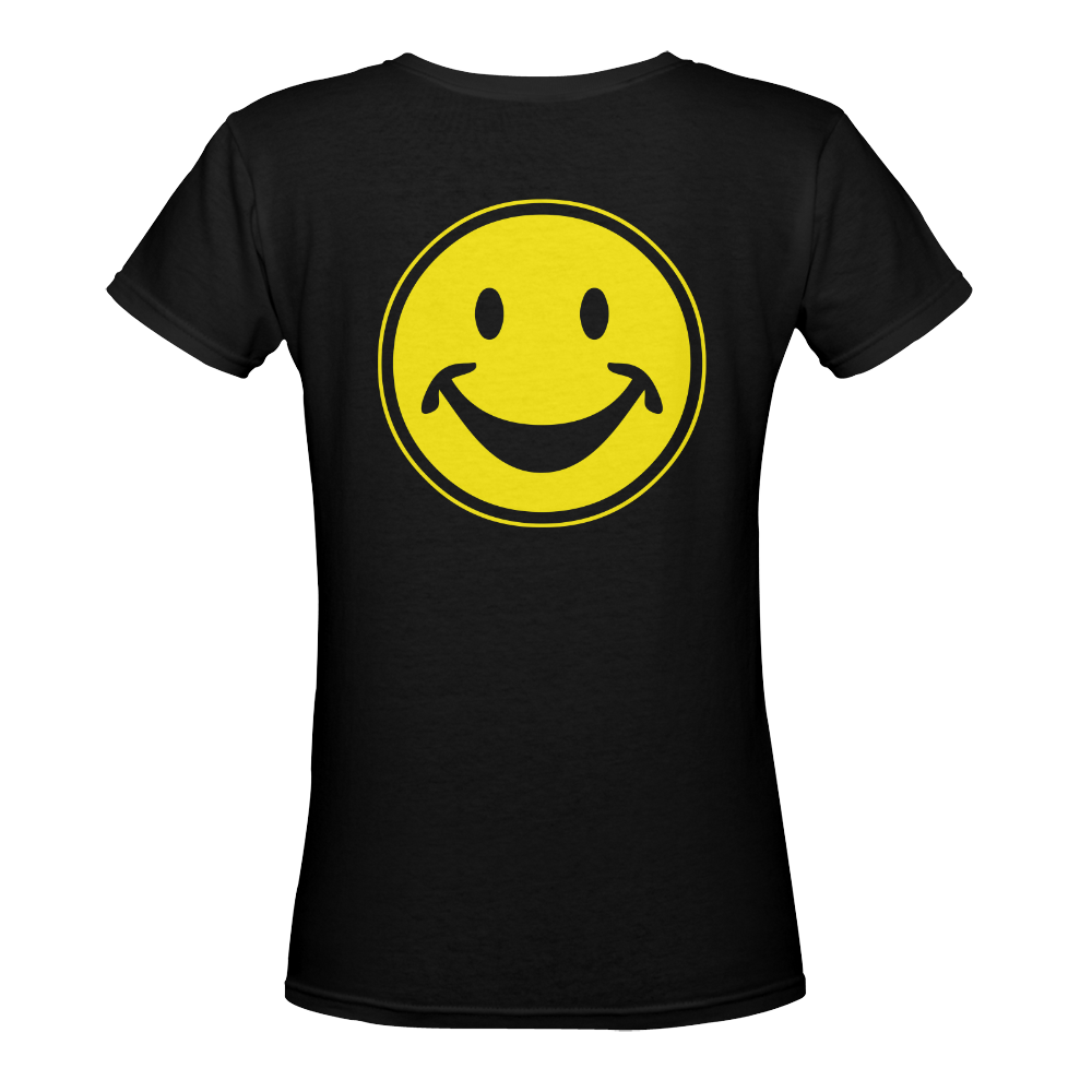 Funny yellow SMILEY for happy people Women's Deep V-neck T-shirt (Model T19)