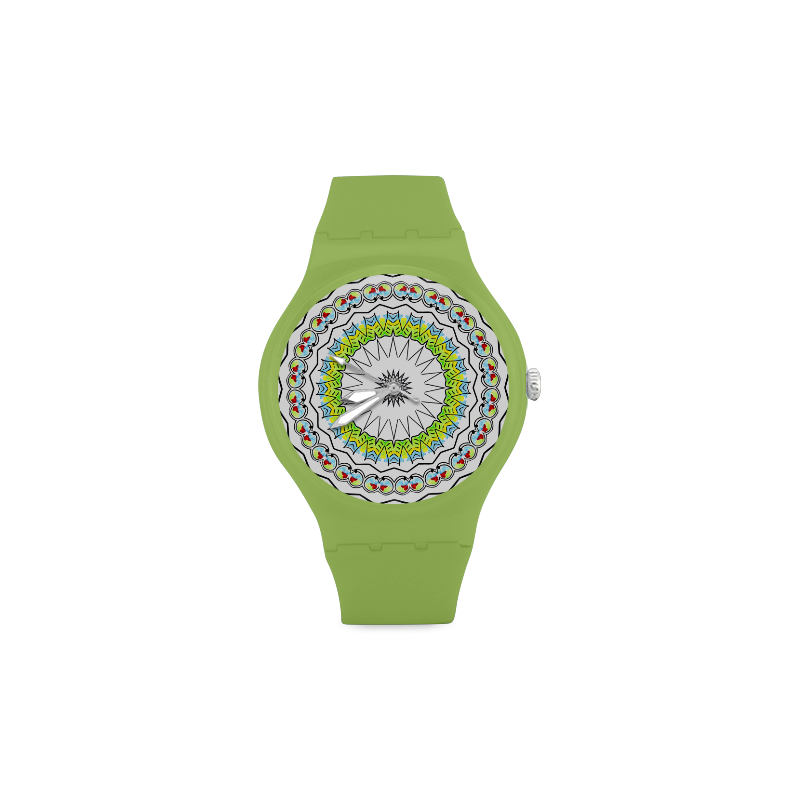 Mandala Kaleidoscope Star Dreamcatcher Unisex Round Rubber Sport Watch(Model 314)