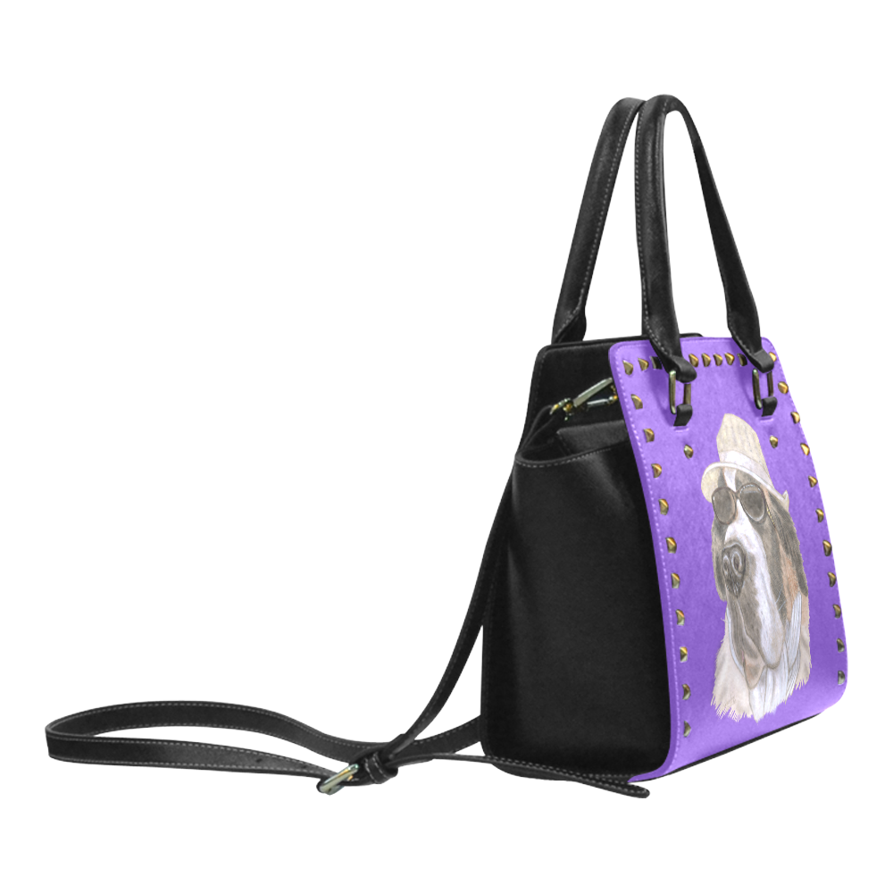Cool Barney purple Rivet Shoulder Handbag (Model 1645)