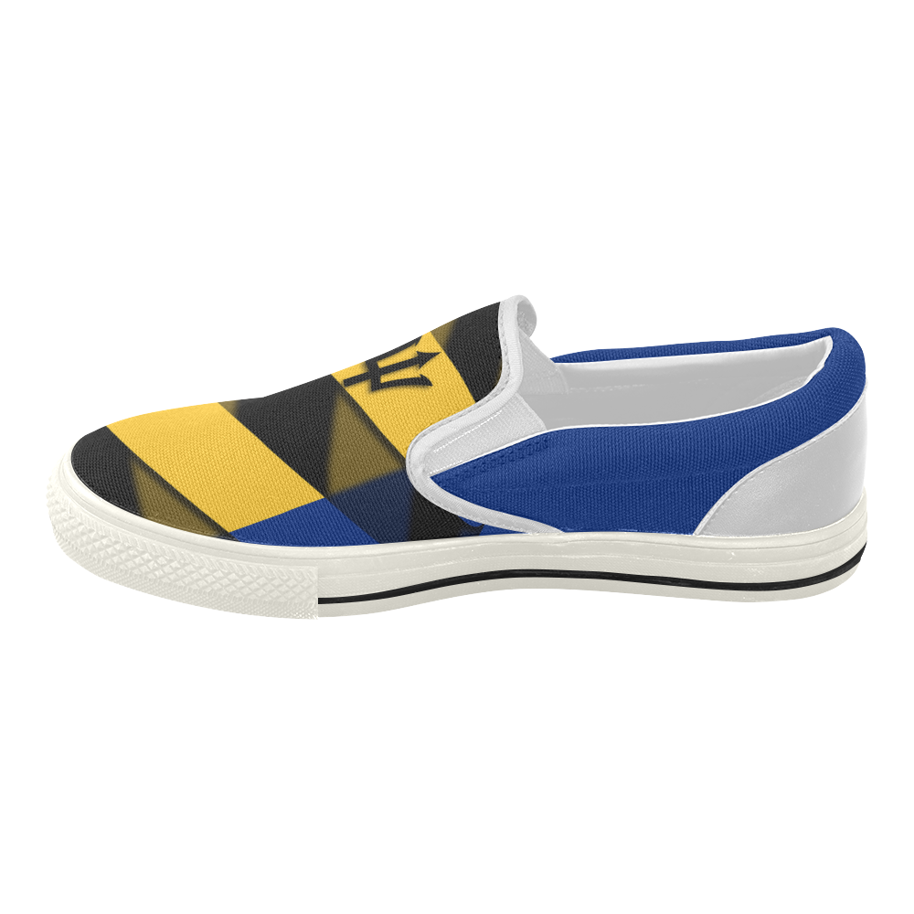 The Flag of Barbados Women's Slip-on Canvas Shoes (Model 019)