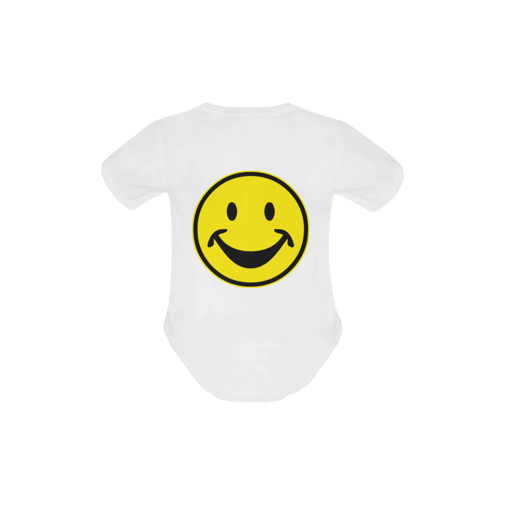 Funny yellow SMILEY for happy people Baby Powder Organic Short Sleeve One Piece (Model T28)