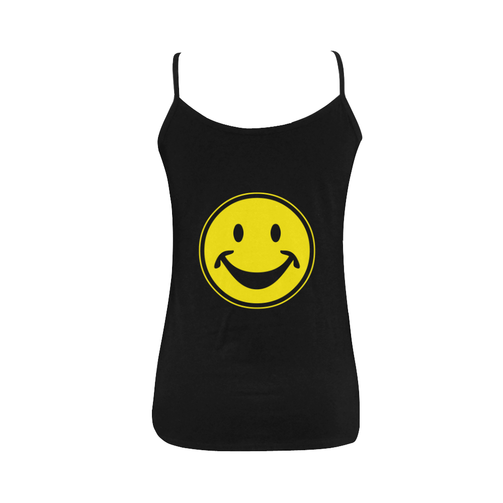 Funny yellow SMILEY for happy people Women's Spaghetti Top (USA Size) (Model T34)