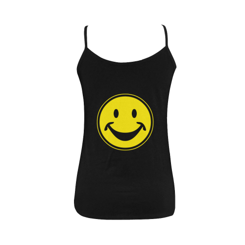 Funny yellow SMILEY for happy people Women's Spaghetti Top (USA Size) (Model T34)