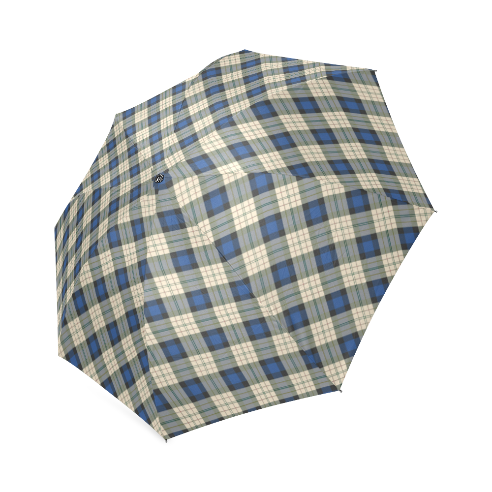 Classic Tartan Squares Fabric - blue beige Foldable Umbrella (Model U01)