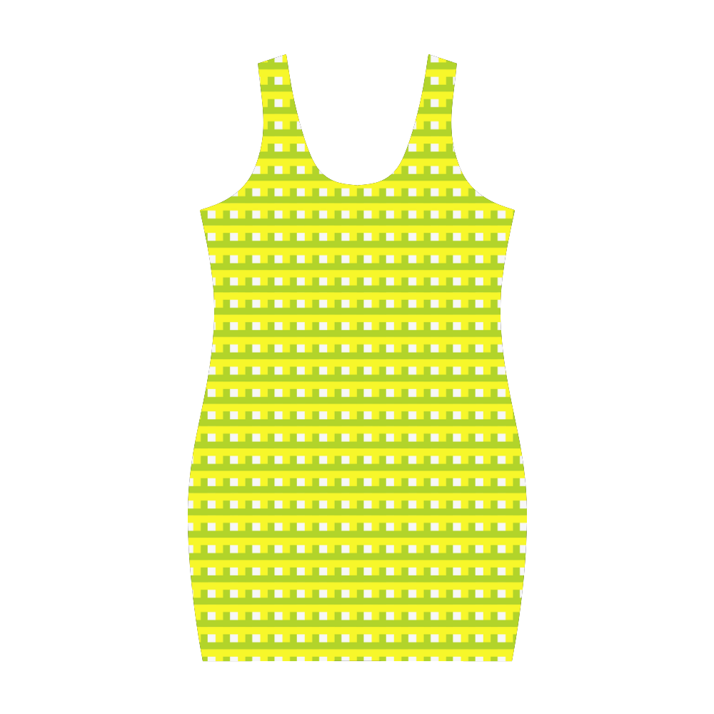 Woven in yellow and green Medea Vest Dress (Model D06)