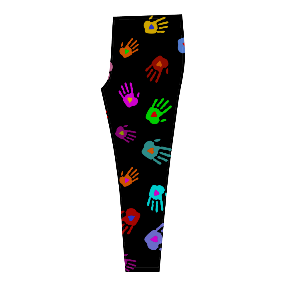 Multicolored HANDS with HEARTS love pattern Cassandra Women's Leggings (Model L01)