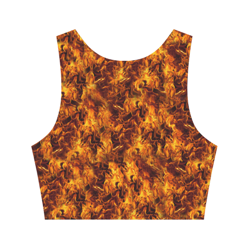 Flaming Fire Pattern Women's Crop Top (Model T42)