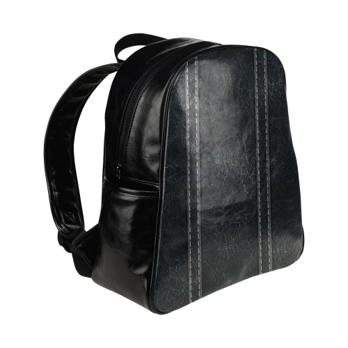 Black Crackling With Stitching Multi-Pockets Backpack (Model 1636)