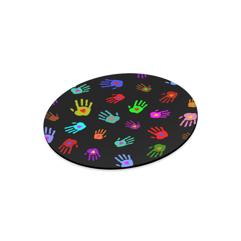 Multicolored HANDS with HEARTS love pattern Round Mousepad
