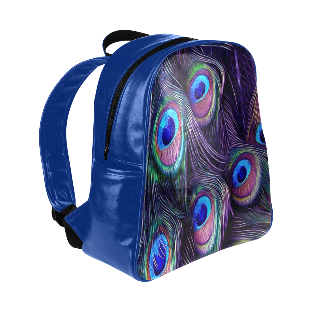 Peacock Feather Multi-Pockets Backpack (Model 1636)
