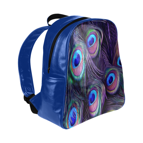 Peacock Feather Multi-Pockets Backpack (Model 1636)