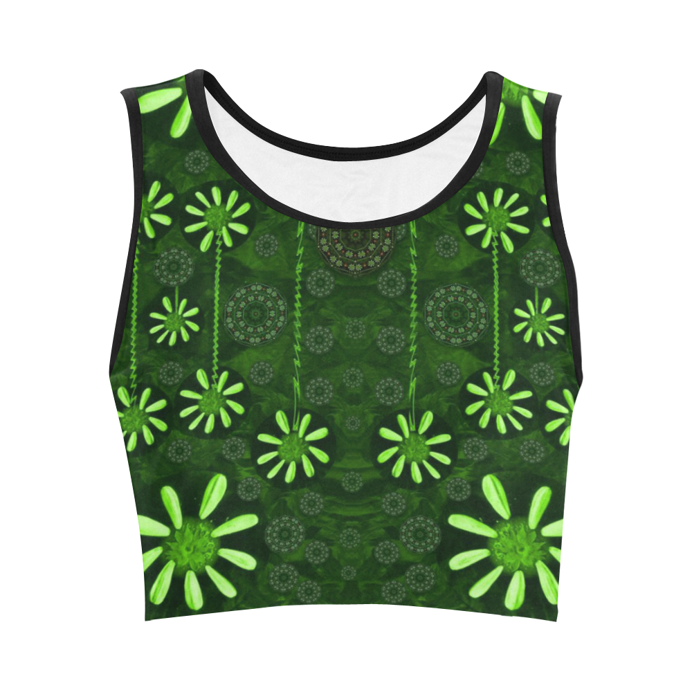 Strawberry flowers in the dark Women's Crop Top (Model T42)